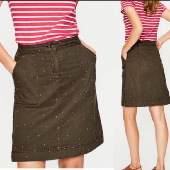Boden Dresses & Skirts - Boden Olive and Pink Polka Dot Skirt
